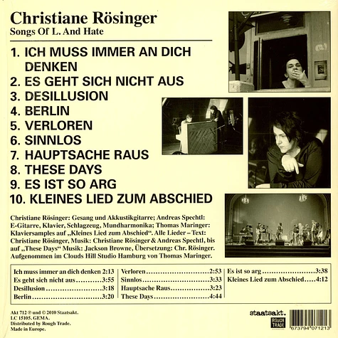 Christiane Rösinger - Songs Of L. And Hate