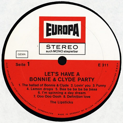 The Lipsticks - Let's Have A Bonnie & Clyde Party