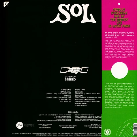 Joe Gallardo & Sol - Sol HHV Exclusive Yellow Vinyl Edition