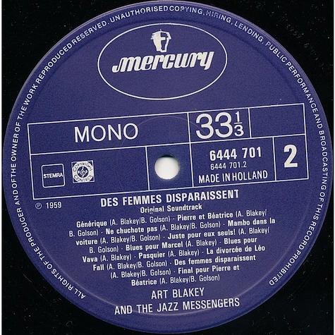 The Miles Davis Quintet / Art Blakey & The Jazz Messengers - Ascenseur Pour L'échafaud * Des Femmes Disparaissent