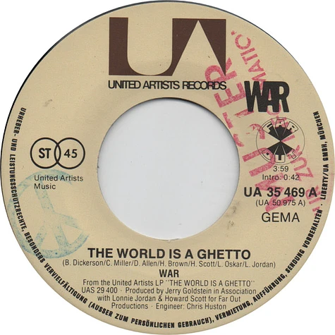 War - The World Is A Ghetto / Four Cornered Room
