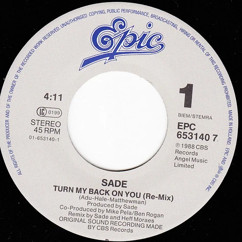Sade - Turn My Back On You