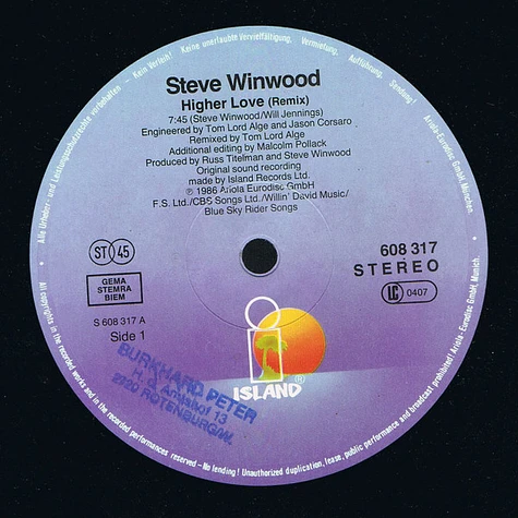 Steve Winwood - Higher Love