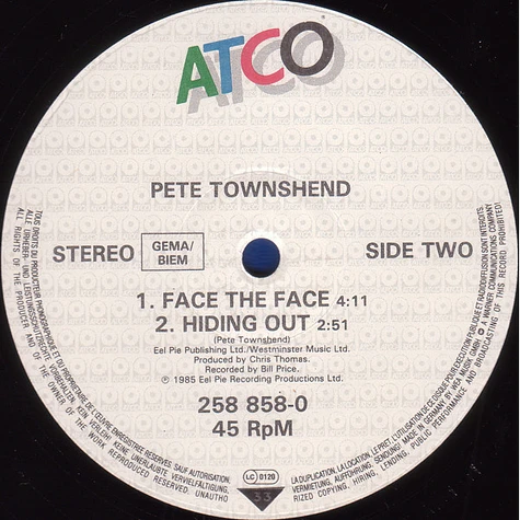 Pete Townshend - Face The Face