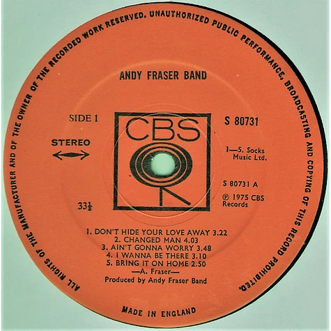 Andy Fraser Band - Andy Fraser Band