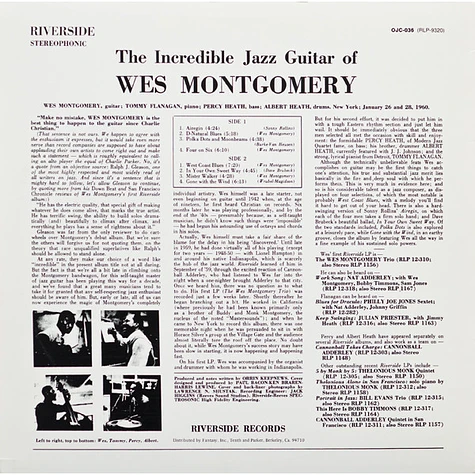 Wes Montgomery - The Incredible Jazz Guitar Of Wes Montgomery