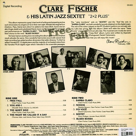 Clare Fischer & His Latin Jazz Sextet - 2+2 Plus. Free Fall