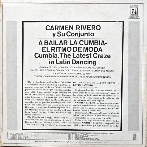 Carmen Rivero Y Su Conjunto - Cumbia (A Bailar La Cumbia - El Ritmo De Moda = The Latest Craze In Latin Dancing)