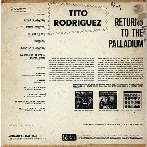 Tito Rodriguez - Returns To The Palladium - Live