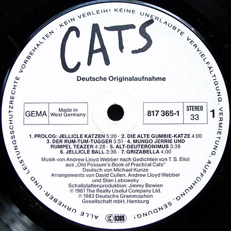 V.A. - Cats (Deutsche Originalaufnahme)