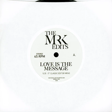 Mr. K - Love Is The Message/ I Can't Turn Around Edits By Mr. K Record Store Day 2020 Edition