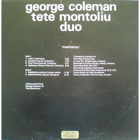 George Coleman - Tete Montoliu Duo - Meditation