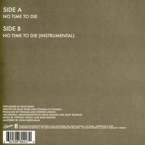 Billie Eilish - No Time To Die Smoke Colored Vinyl Edition