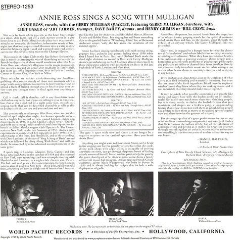 Annie Ross Sings A Song With Mulligan! - Annie Ross Sings A Song With Mulligan!