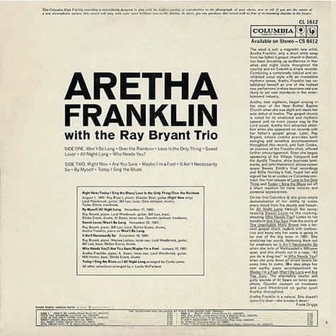 Aretha Franklin With The Ray Bryant Combo - Aretha