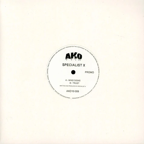 Ako10 Series - Presents: Specialist X - Mind Signs / Trust White Vinyl Edition