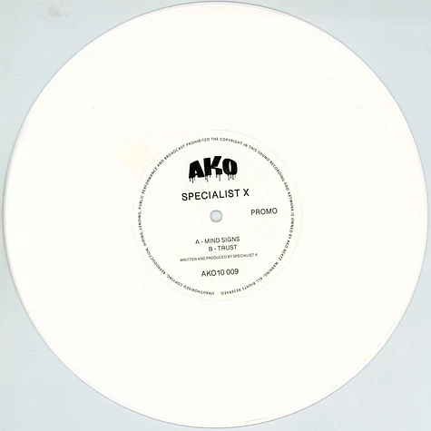 Ako10 Series - Presents: Specialist X - Mind Signs / Trust White Vinyl Edition