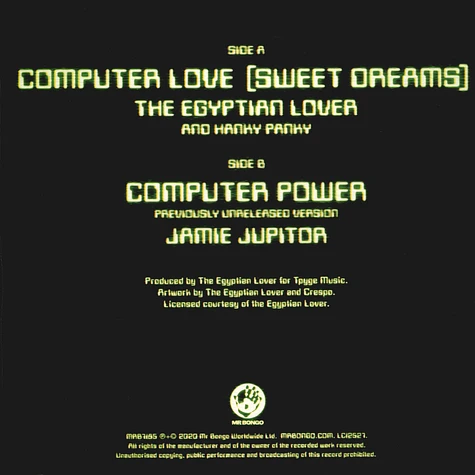 Egyptian Lover - Computer Love - Neon Green Vinyl Edition