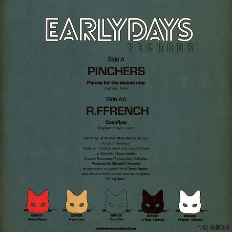 Pinchers / R.Ffrench - Flames For The Wicked Man, Dub / Cashflow, Dub
