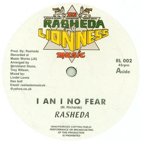 Rasheda - I An I No Fear, Dub / Fly I Flag, Dub