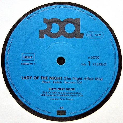 Boys Next Door - Lady Of The Night