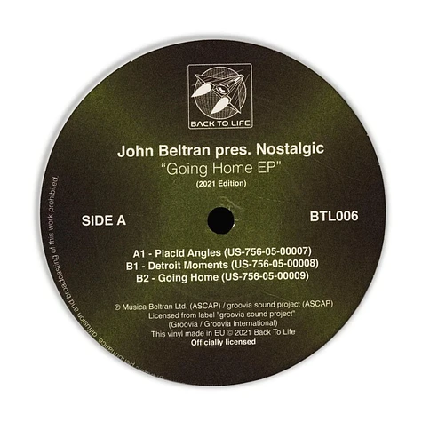John Beltran Pres. Nostalgic - Going Home Ep 2021 Black Vinyl Edition