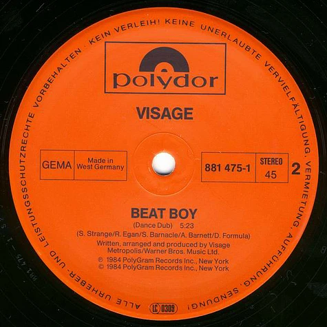 Visage - Beat Boy