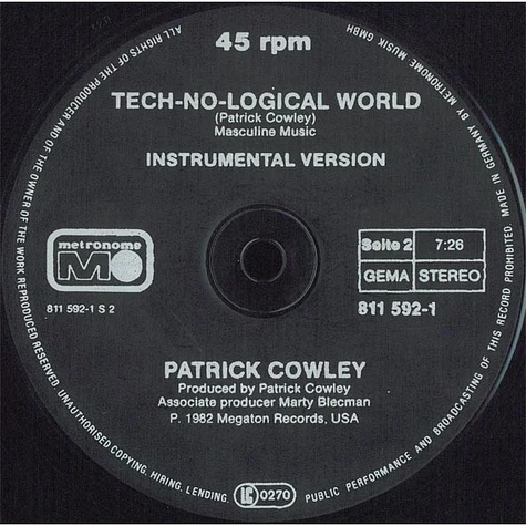 Patrick Cowley - Goin' Home / Tech-No-Logical World
