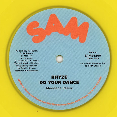 Rhyze - Do Your Dance Moodena Remix Yellow Vinyl Edition