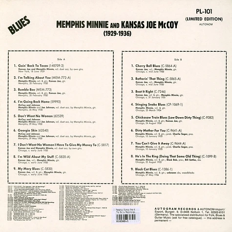 Memphis Minnie And Kansas Joe - The Early Recordings Of Memphis Minnie And Kansas Joe (1929-1936)