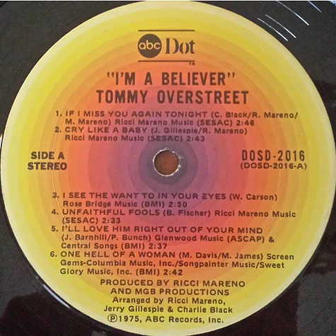 Tommy Overstreet - I'm A Believer