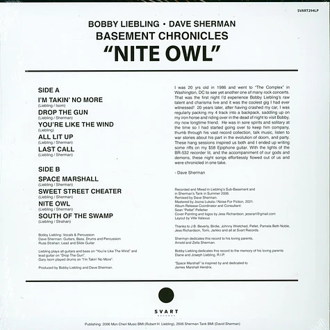 Bobby Liebling & Dave Sherman - Nite Owl Black Vinyl Edition