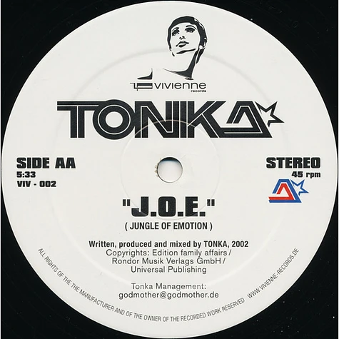 DJ Tonka - Never! / J.O.E. (Jungle Of Emotion)