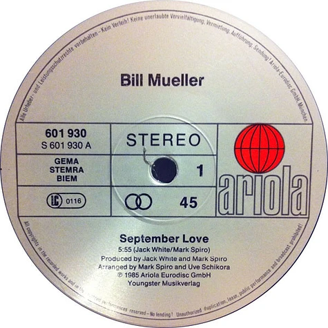Bill Mueller - September Love / What Are You Waiting For