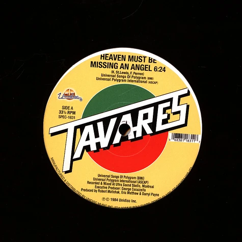 Tavares - Heaven Must Be Missing An Angel / More Than A Woman Pink Marbled Vinyl Edition