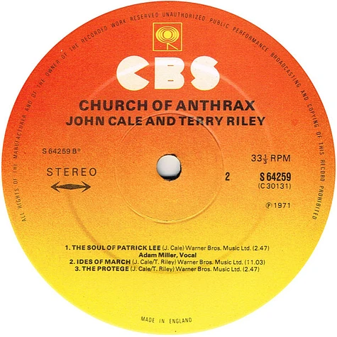 John Cale & Terry Riley - Church Of Anthrax