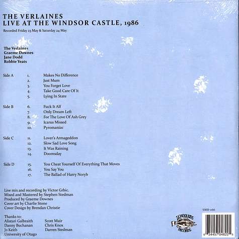 The Verlaines - Live At The Windsor Castle, Auckland, May 1986 Sky Blue Vinyl Edition