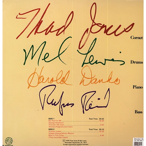 The Thad Jones Mel Lewis Quartet - The Thad Jones / Mel Lewis Quartet