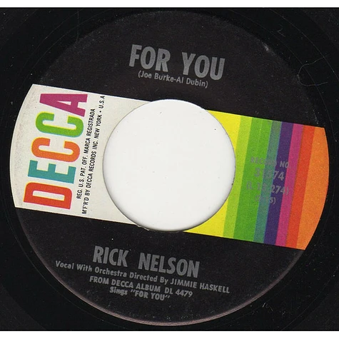 Ricky Nelson - For You / That's All She Wrote