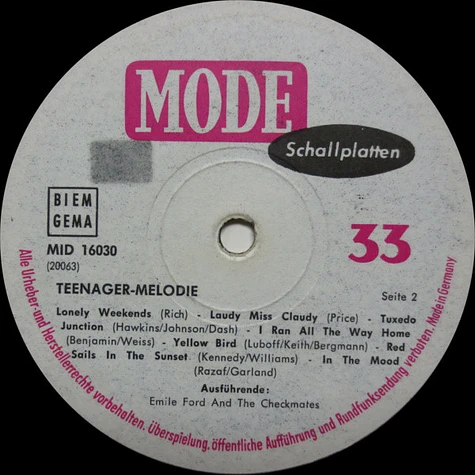 Emile Ford & The Checkmates - Teenagermelodie