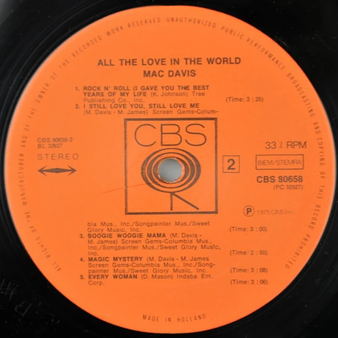 Mac Davis - All The Love In The World