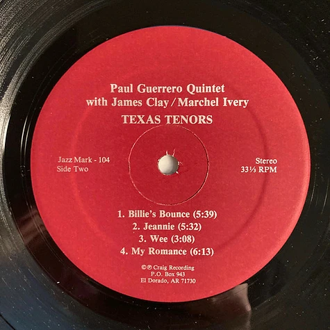 The Paul Guerrero Quintet Featuring Marchel Ivery And James Clay - Texas Tenors
