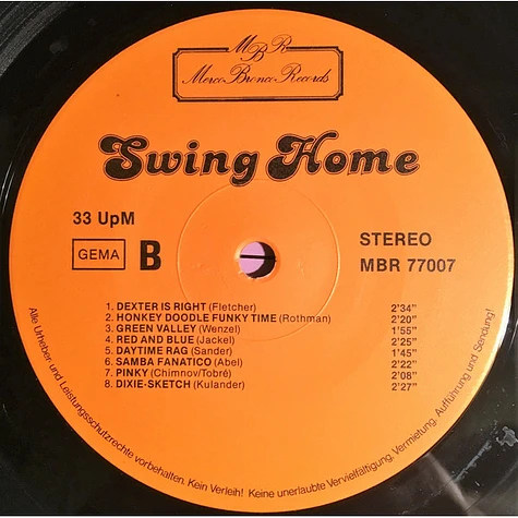 Helmut Brandt / Conny Jackel / Broncos Home-Band / Mainstream Orchestra - Swing Home
