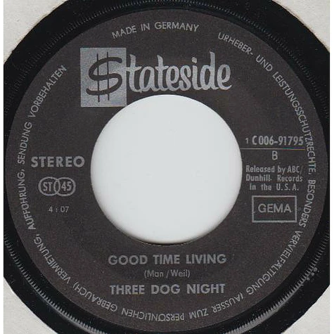 Three Dog Night - Out In The Country / Good Time Living