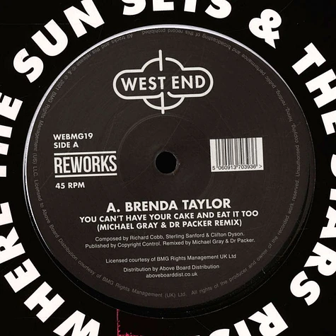 Brenda Taylor / NYC Peech Boys - You Can't Have Your Cake And Eat It Too / Don't Make Me Wait Dr Packer & Michael Gray Reworks