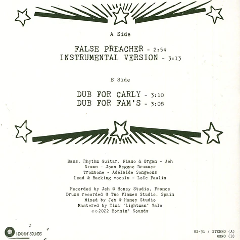 Loic Paulin & Hornin' All Star - False Preacher, Instrumental / Dub For Carly, Dub For Fam's