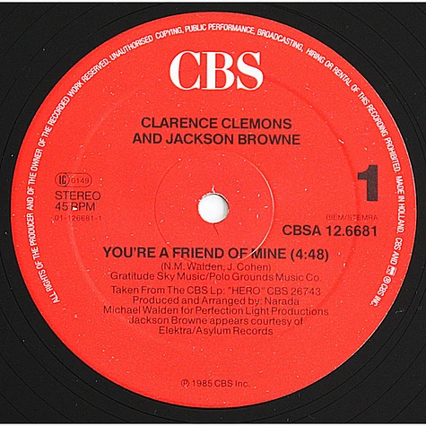 Clarence Clemons And Jackson Browne - You're A Friend Of Mine