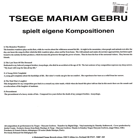 Emahoy Tsegue Maryam Guebrou - Spielt Eigene Kompositionen