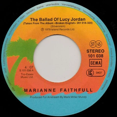 Marianne Faithfull - The Ballad Of Lucy Jordan