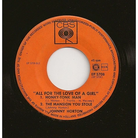 Johnny Horton - All For The Love Of A Girl